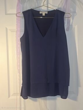 Michael Kors Navy V-Neck Sleeveless Layered Dress